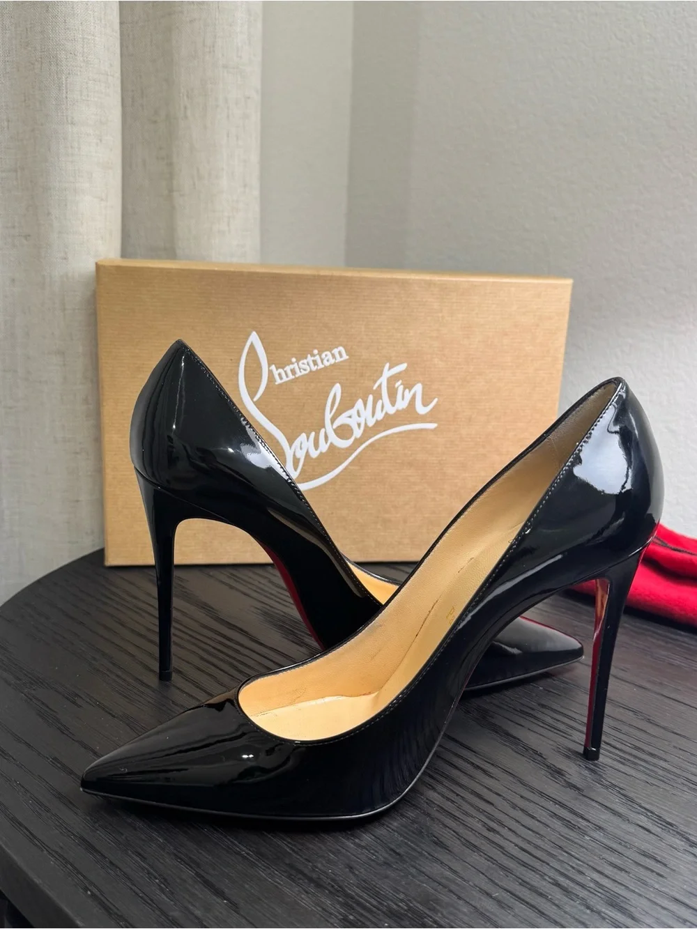 Christian Louboutin Black Patent Leather Pumps with Red Soles
